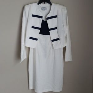 Two piece navy blue and white dress